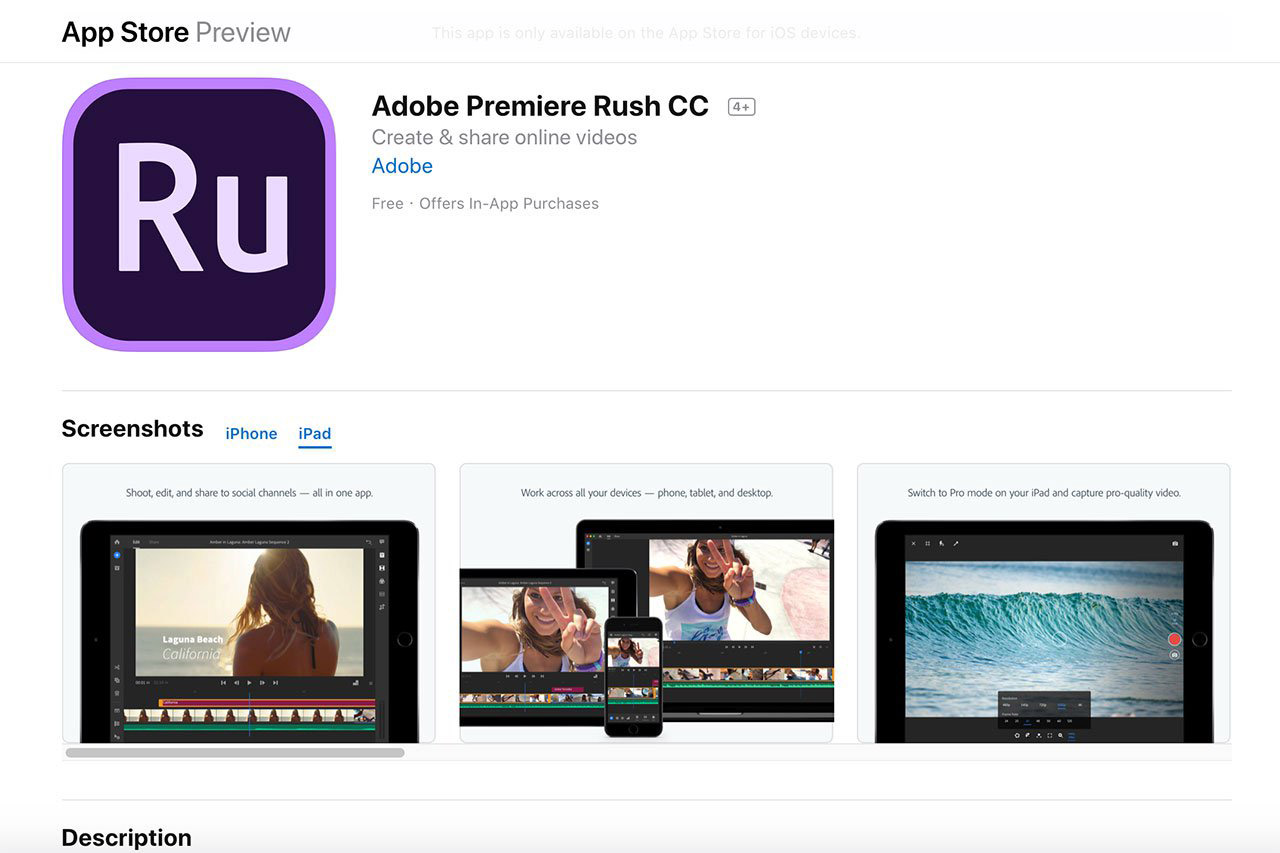 Instructions for Downloading and Installing Adobe Premiere Rush CC